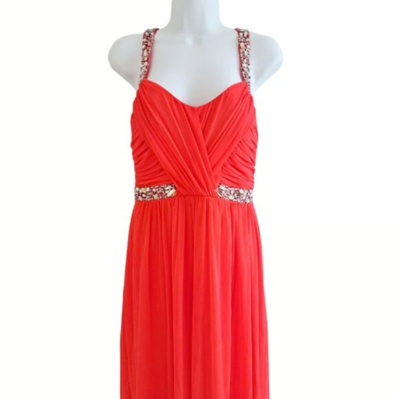 City Triangles Beaded Sequin Embellished Chiffon Prom Homecoming Dress Gown Sz 7 - Picture 2 of 10